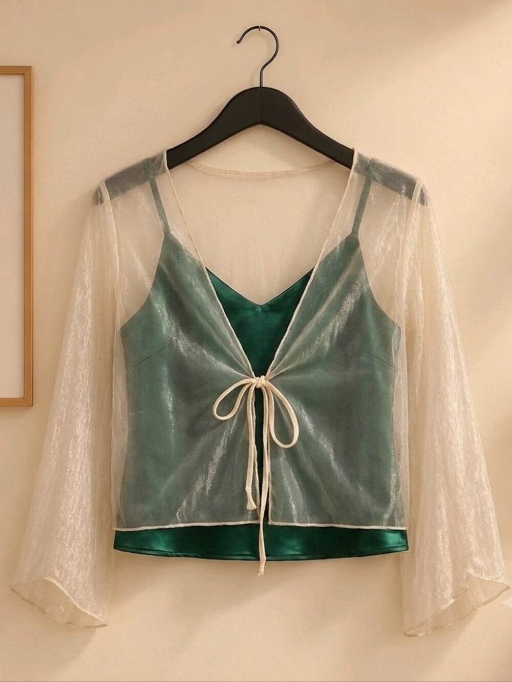Champagne Shimmer Tie-Front Cover-Up